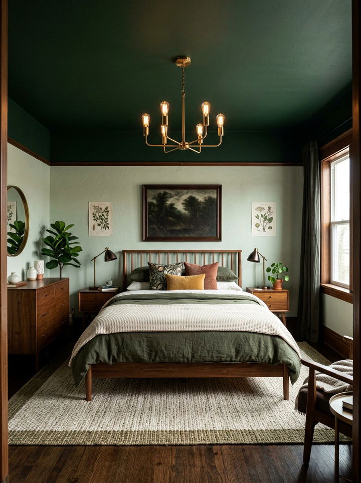 Dark Green Ceiling - 30 bedroom ceiling design ideas