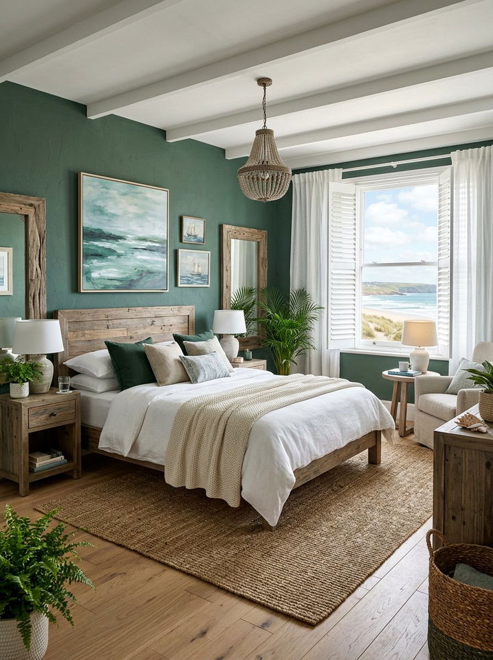 Dark Green Coastal Bedroom - 30 dark green bedroom ideas