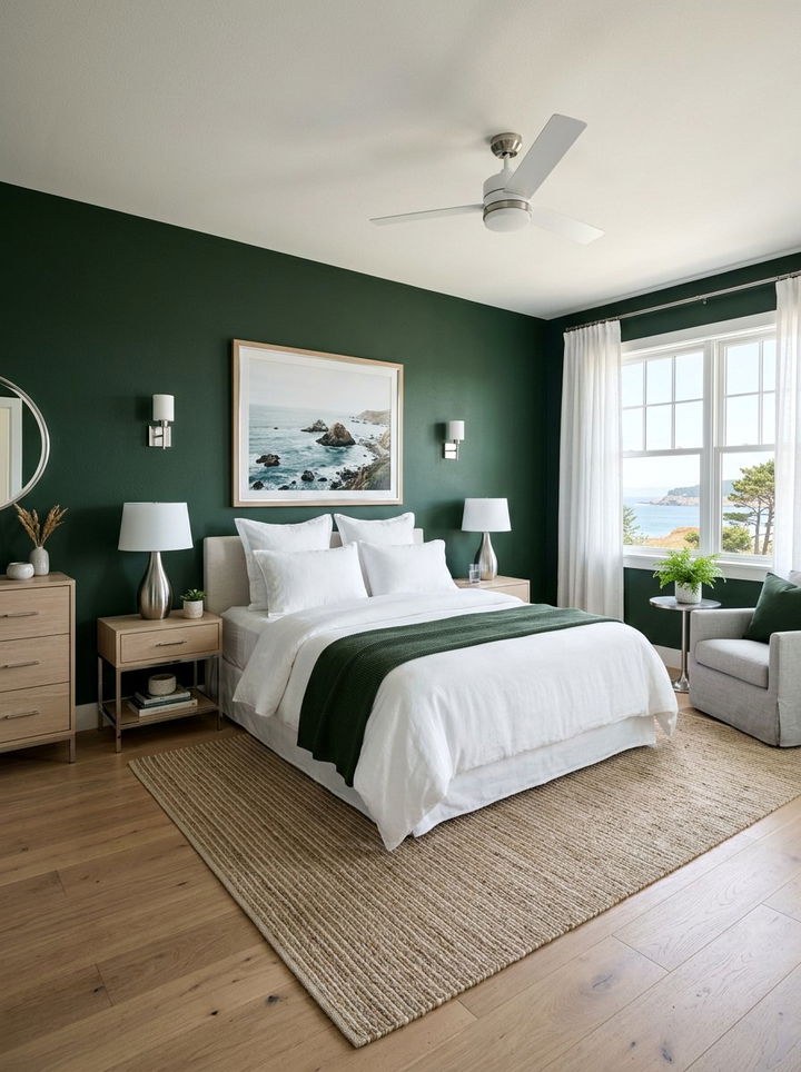 Dark Green Coastal Bedroom - 30 coastal green bedroom ideas