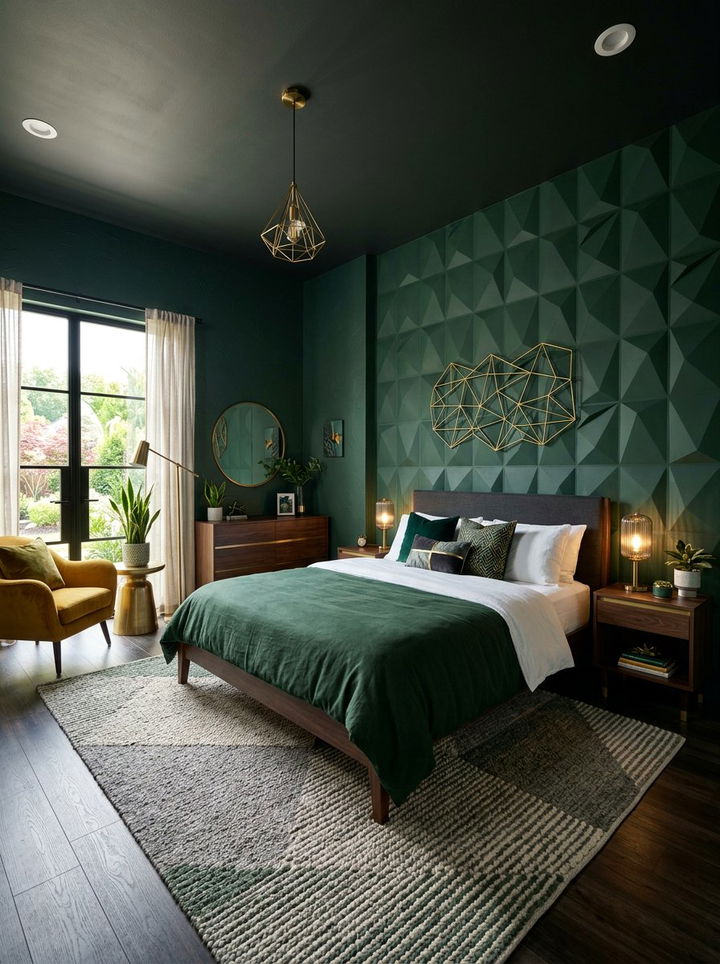 Dark Green Contemporary Bedroom - 30 dark green bedroom ideas