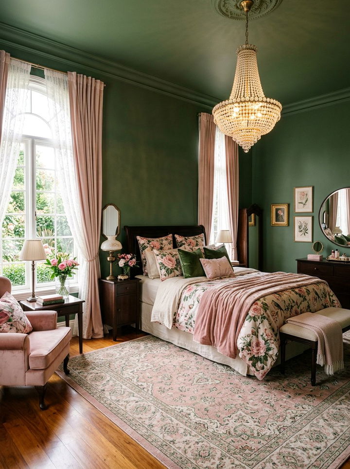 Dark Green Feminine Bedroom - 30 dark green bedroom ideas