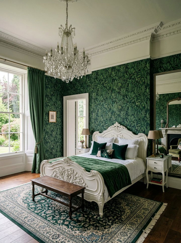 Dark Green Leaf Wallpaper - 30 bedroom botanical wallpapers