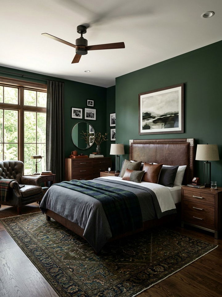 Dark Green Masculine Bedroom - 30 dark green bedroom ideas
