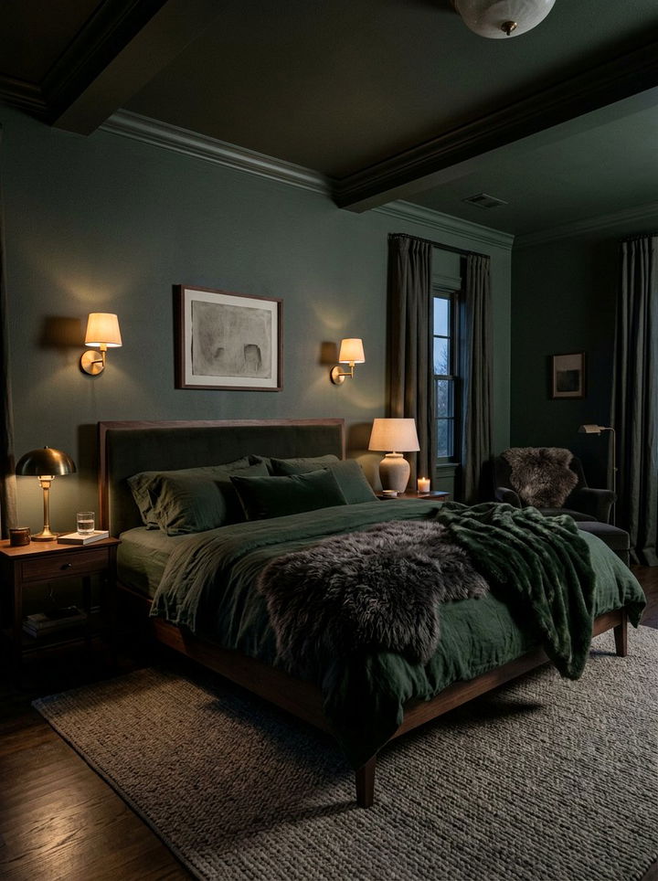 Dark Green Moody Bedroom - 30 dark green bedroom ideas