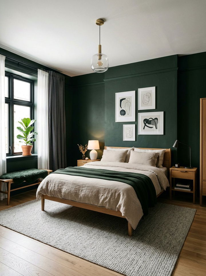 Dark Green Scandinavian Bedroom - 30 scandinavian green bedroom ideas