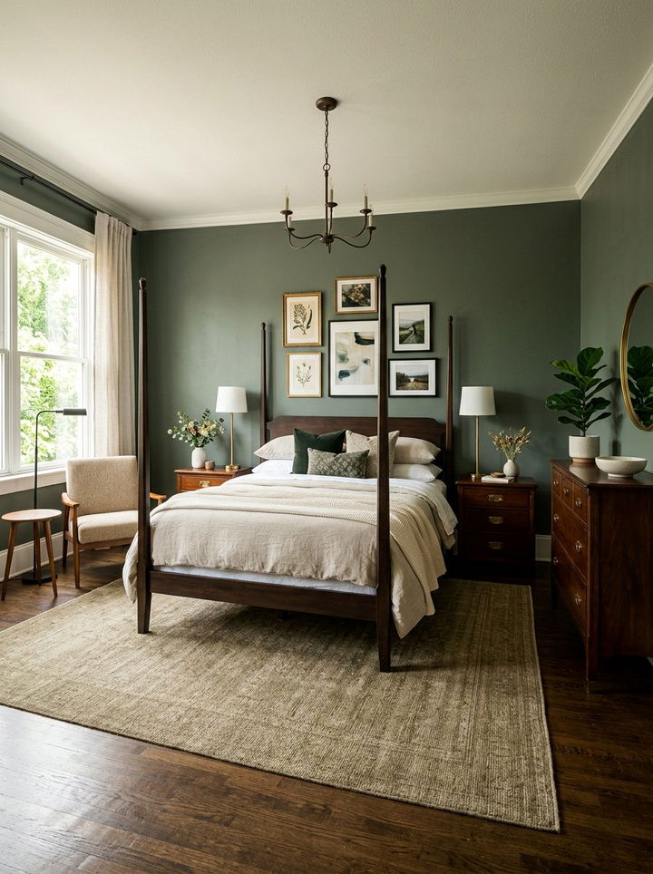 Dark Green Transitional Bedroom - 30 dark green bedroom ideas