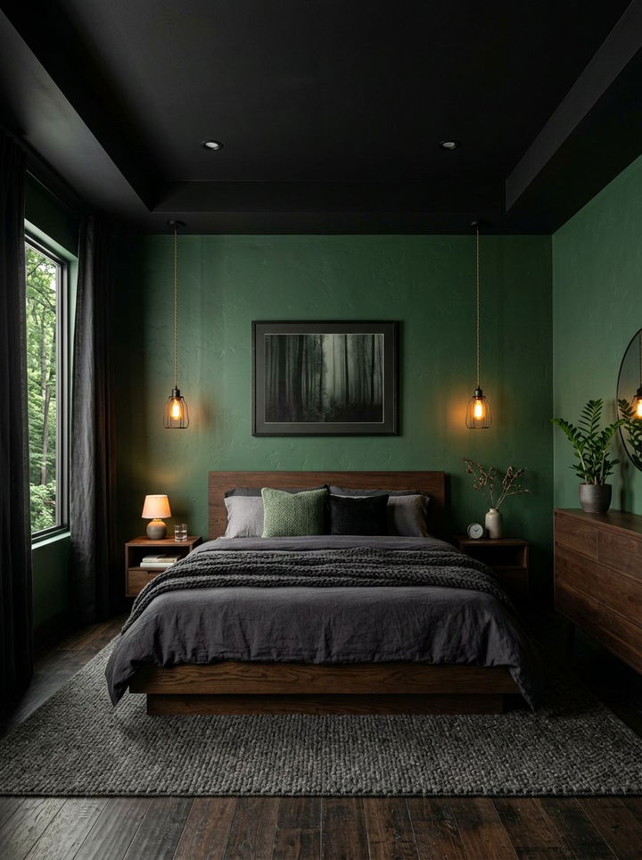 Dark Green Walls Black Ceiling - 30 forest green and black bedroom ideas