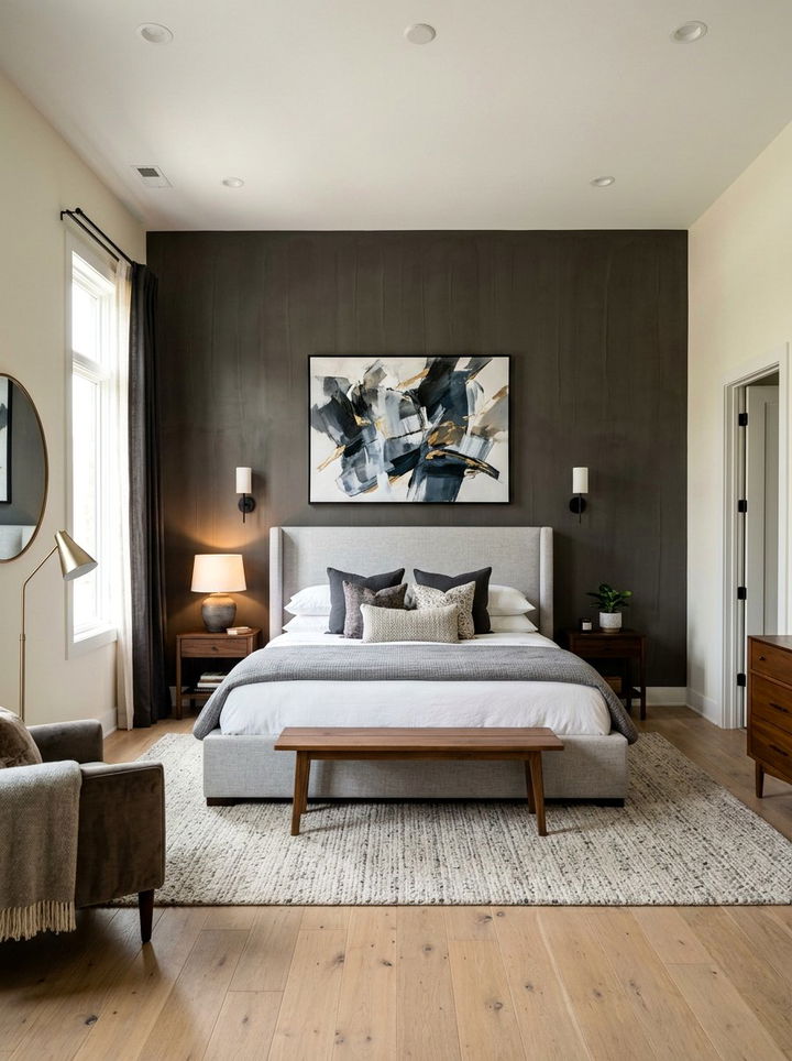 Dark Greige Accent Wall Bedroom - 30 greige bedroom ideas