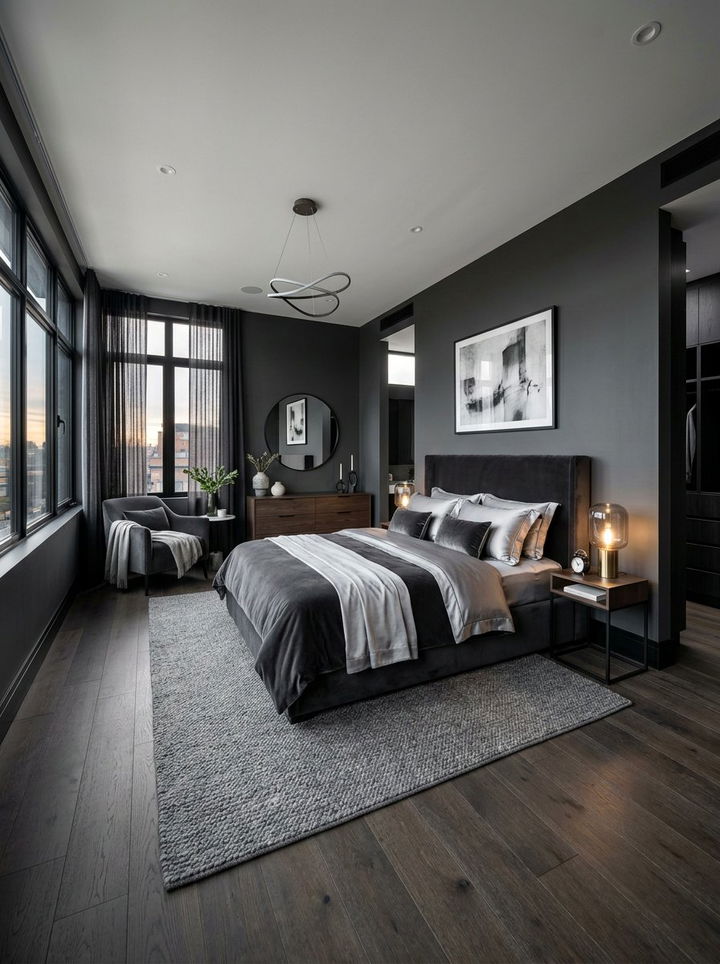 Dark Grey Bedroom - 30 monochromatic bedroom ideas