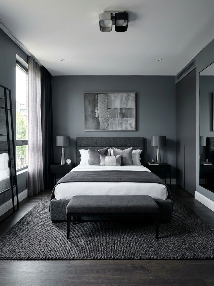 Dark Grey Bedroom - 30 masculine bedroom ideas