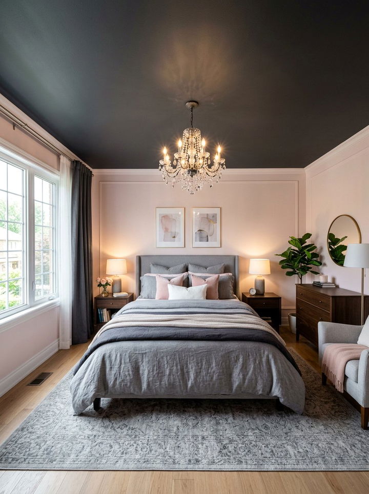Dark Grey Ceiling Light Pink Room - 30 charcoal and blush bedroom ideas