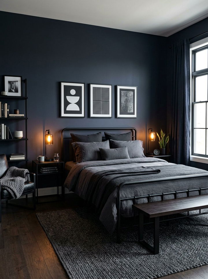 Dark Indigo Bedroom - 30 ocean blue bedroom ideas