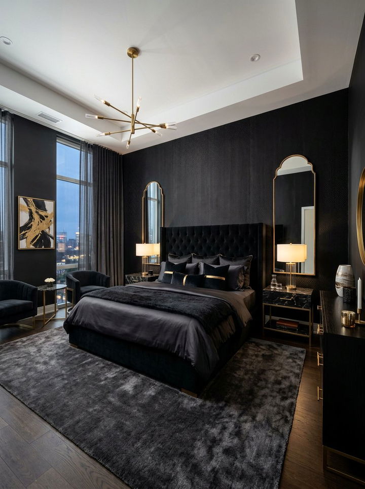Dark Luxury Master Suite - 30 dark bedroom ideas