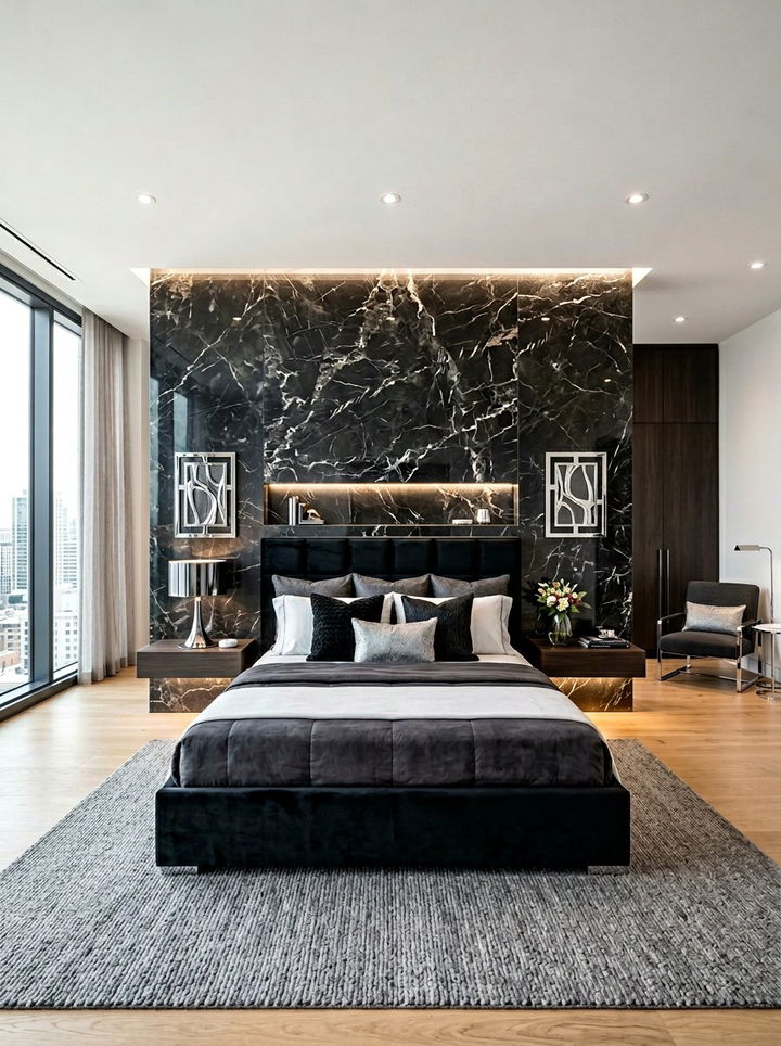 Dark Marble Accent Wall - 30 dark bedroom accent wall ideas