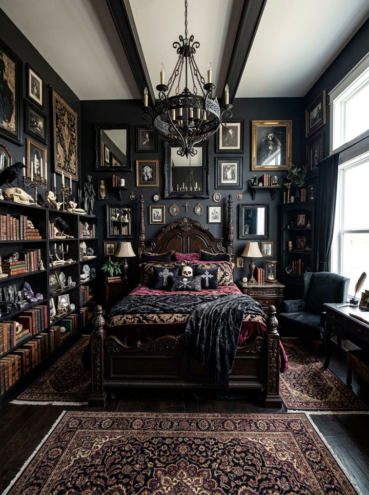 Dark Maximalist Gothic Bedroom - 30 gothic bedroom ideas