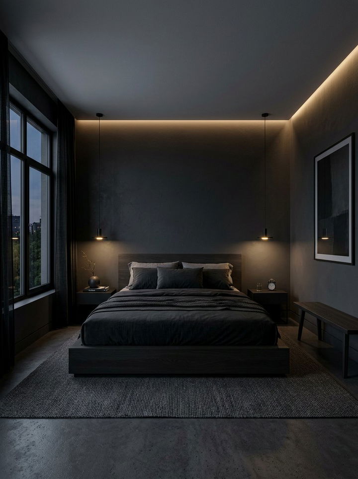Dark Minimalist Bedroom - 30 minimalist black bedroom ideas