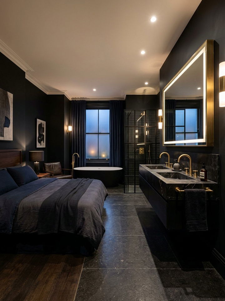 Dark Moody Bedroom Bathroom - 30 bedroom ensuite ideas