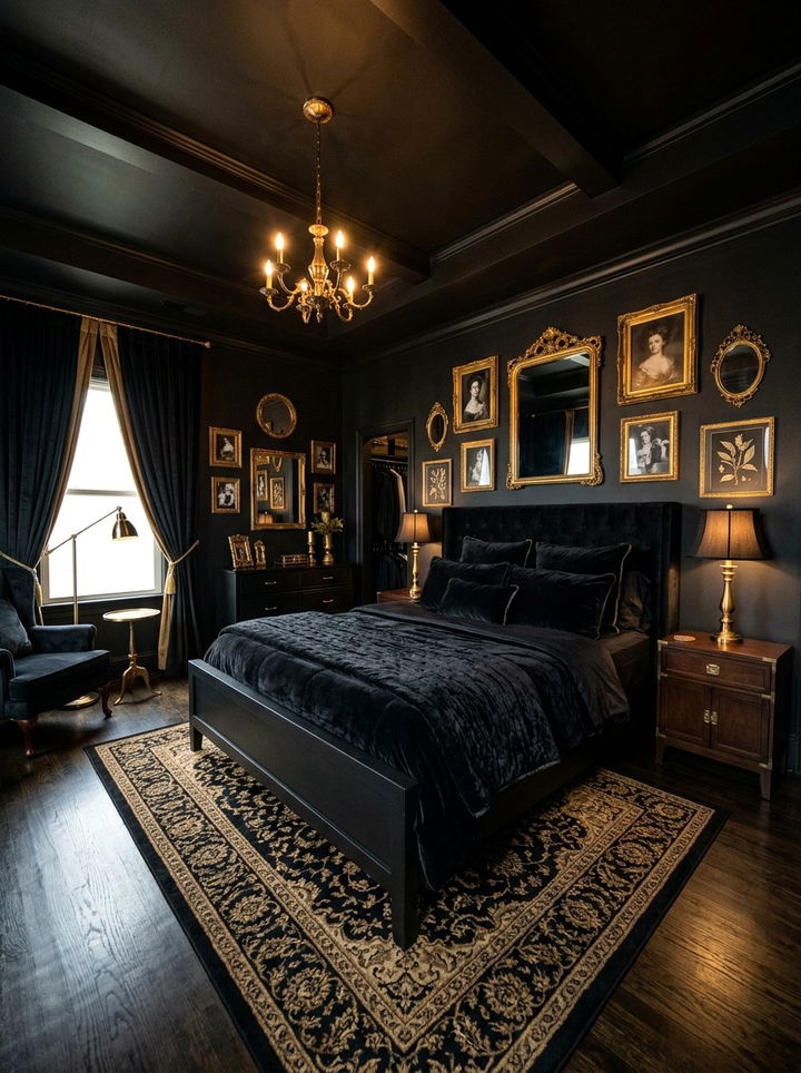 Dark Moody Black Gold Bedroom - 30 black and gold bedroom ideas