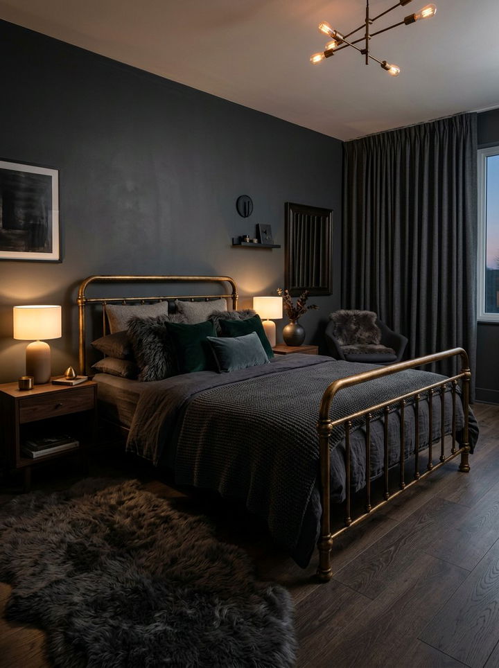 Dark Moody Brass Bed - 30 bedroom brass beds