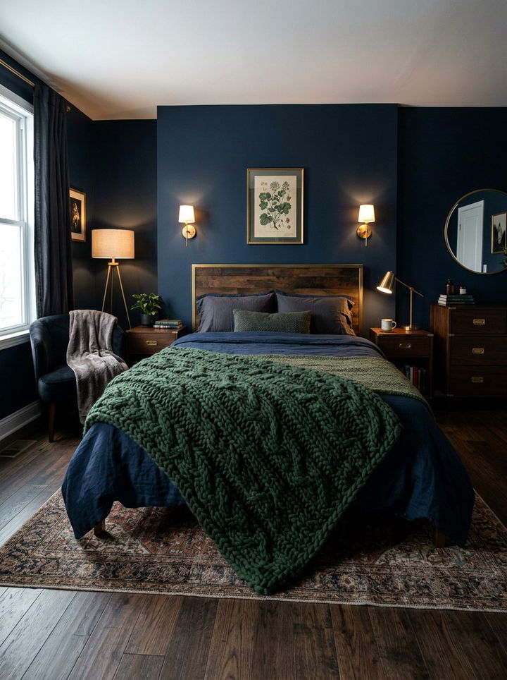 Dark Moody Knit Bedroom - 30 knitted bedroom ideas