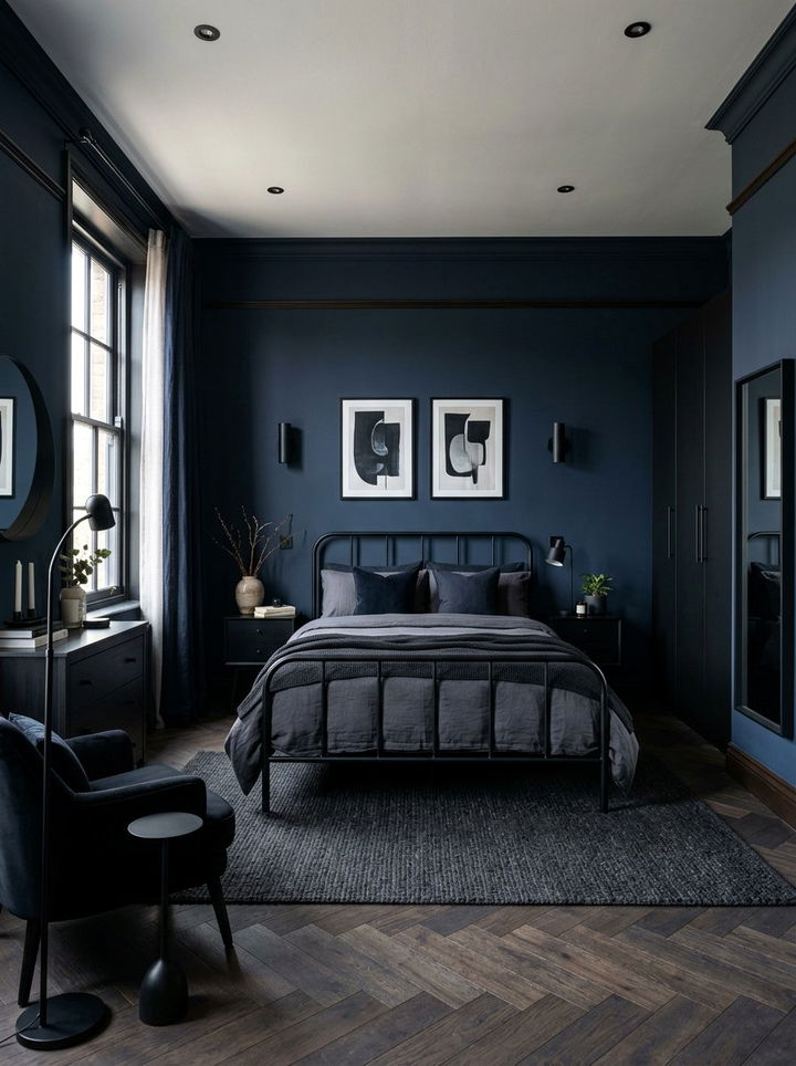 Dark Navy Bedroom Black Furniture - 30 dark navy bedroom ideas