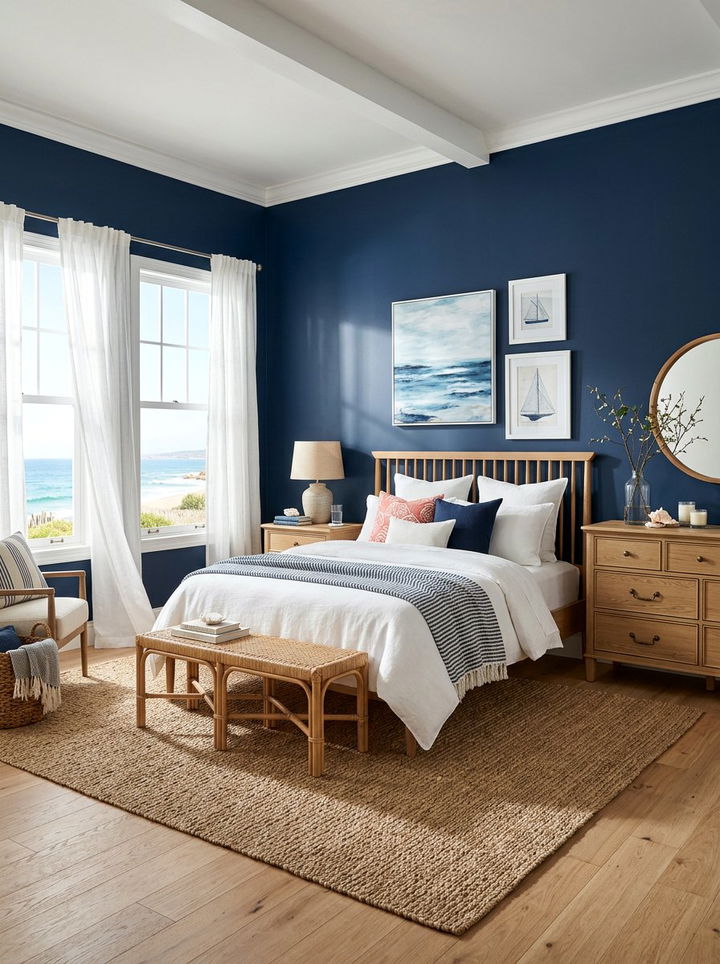 Dark Navy Bedroom Coastal Style - 30 dark navy bedroom ideas