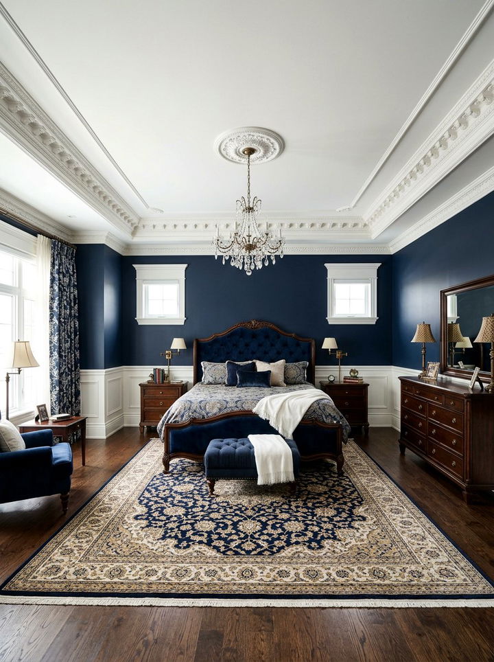 Dark Navy Bedroom Crown Molding - 30 dark navy bedroom ideas