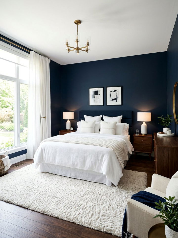 Dark Navy Bedroom White Bedding - 30 dark navy bedroom ideas