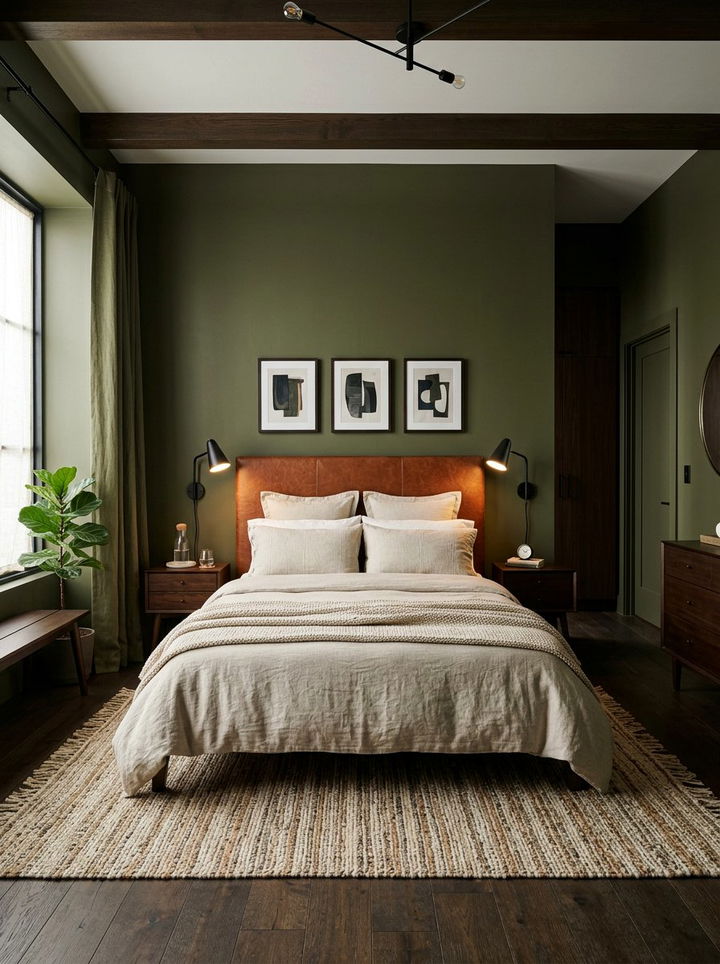 Dark Olive Bedroom - 30 green bedroom ideas