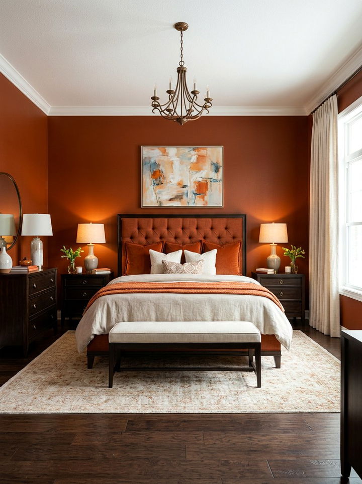 Dark Orange Transitional Bedroom - 30 orange bedroom ideas