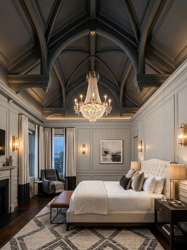 Dark Painted Vaulted Ceiling - 30 bedroom vaulted ceiling ideas