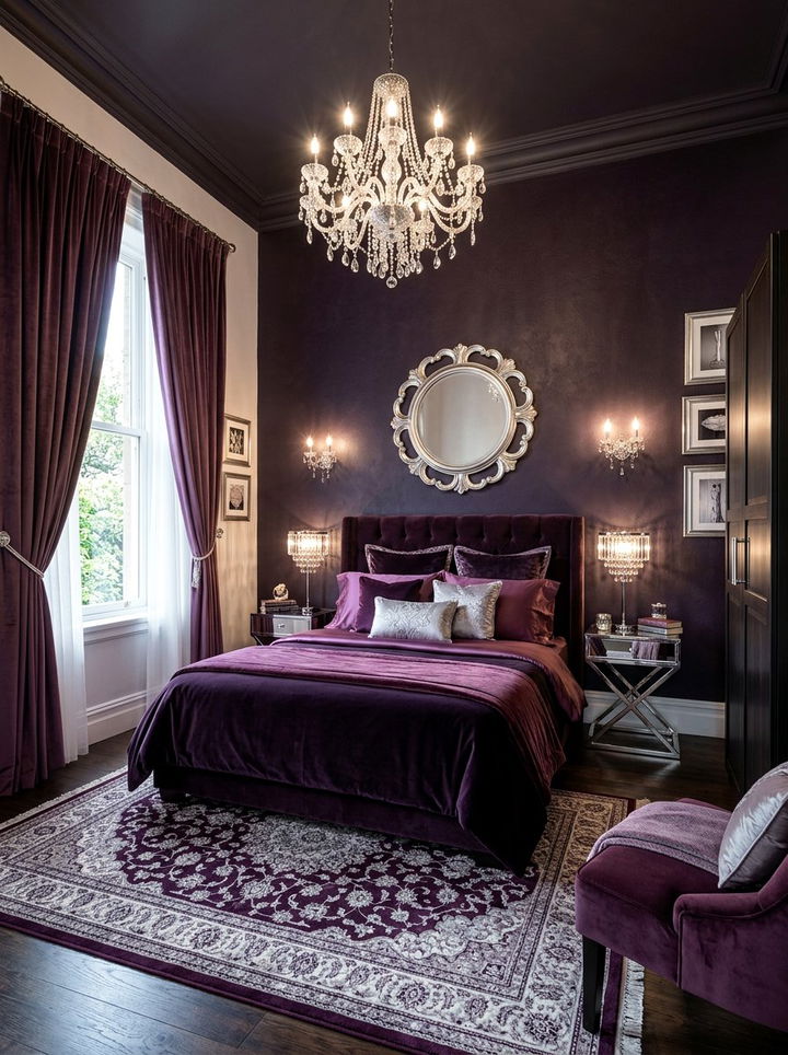 Dark Purple Bedroom - 30 maximalist bedroom color ideas