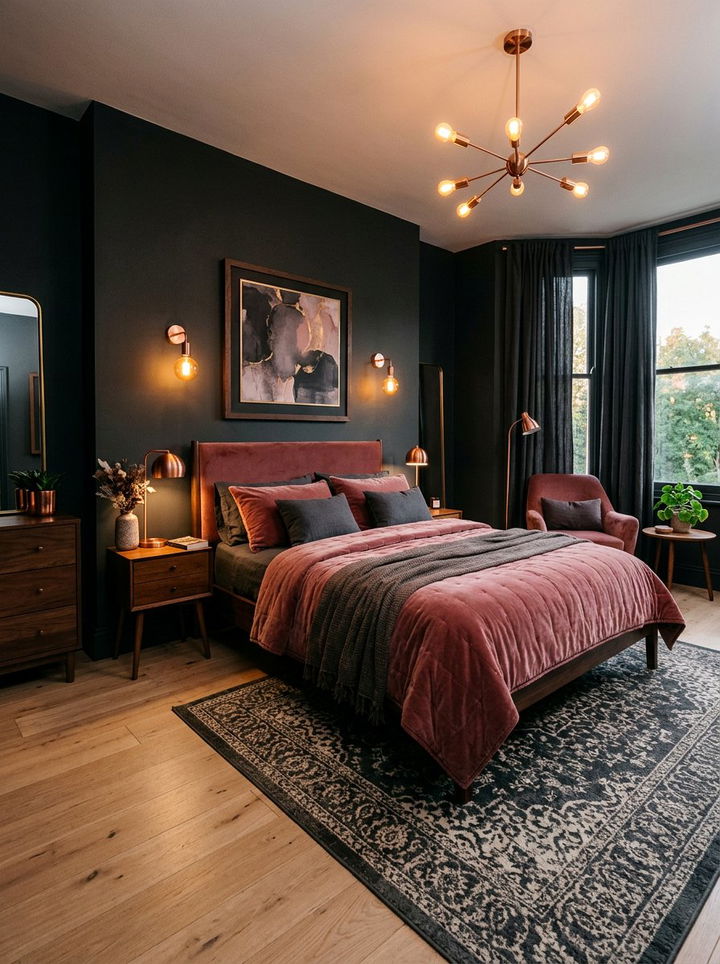 Dark Rose And Charcoal Bedroom - 30 rose bedroom ideas