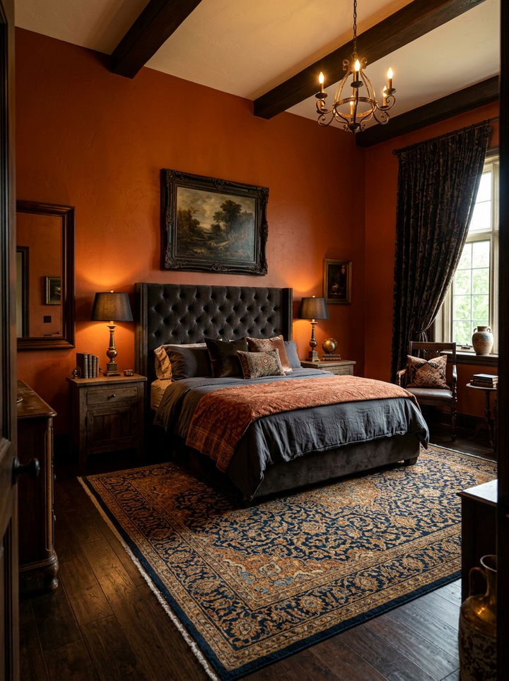 Dark Saffron Moody Bedroom - 30 saffron bedroom ideas