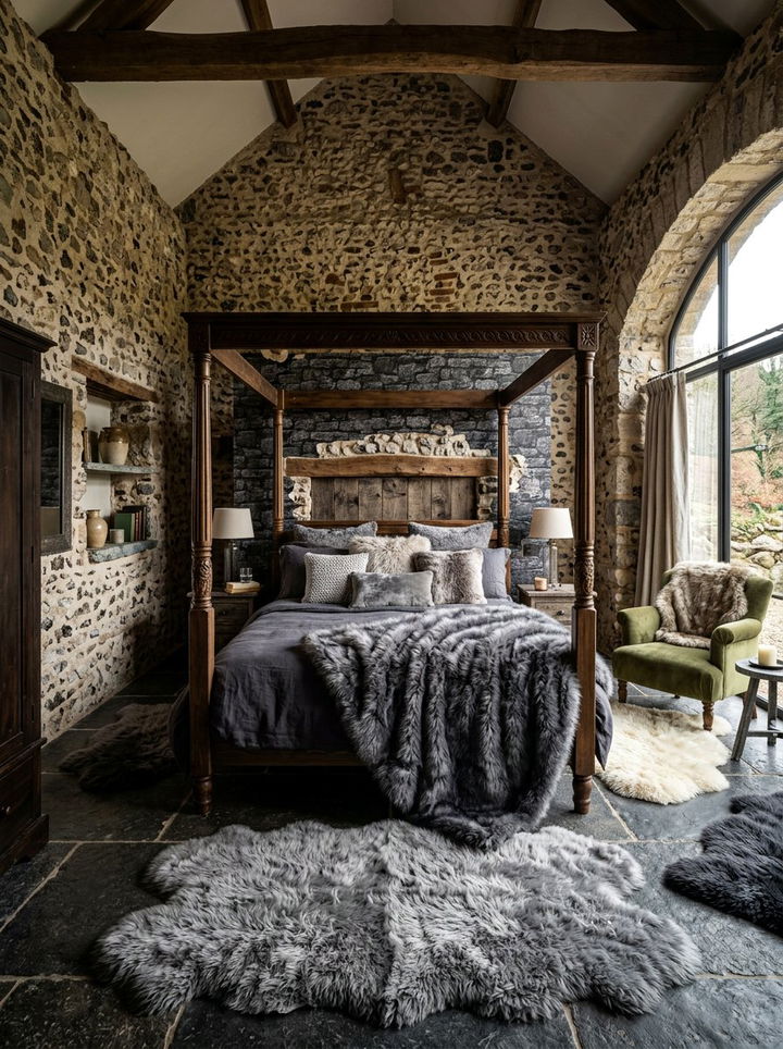 Dark Stone Bedroom - 30 dark neutral bedroom ideas