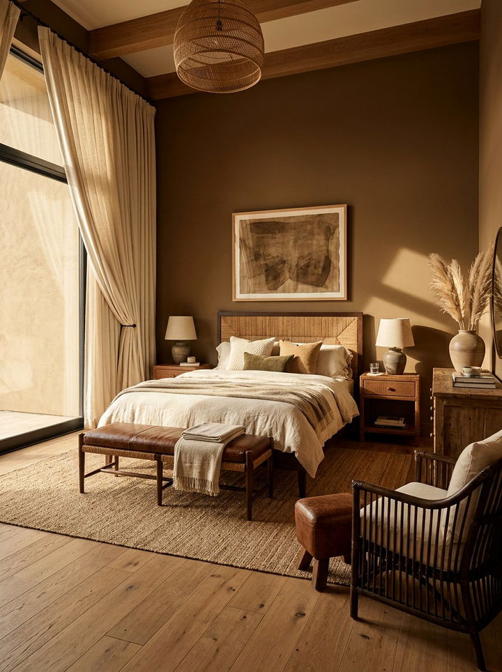 Dark Tan Bedroom - 30 moody bedroom color ideas
