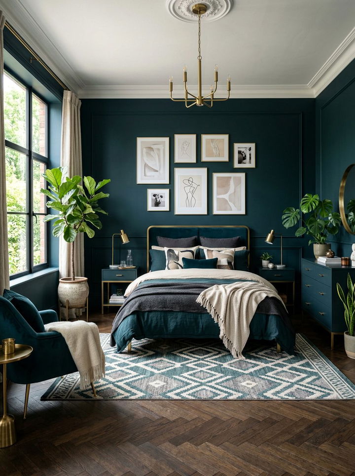 Dark Teal Bedroom - 30 contemporary blue bedroom ideas