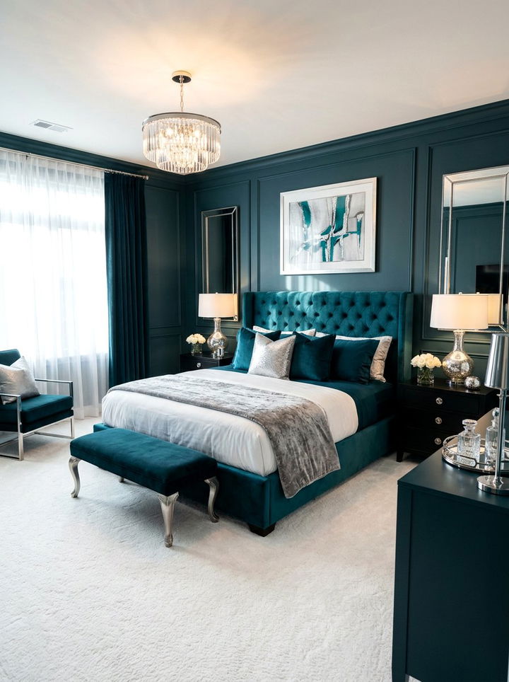 Dark Teal Bedroom - 30 cozy bedroom color ideas