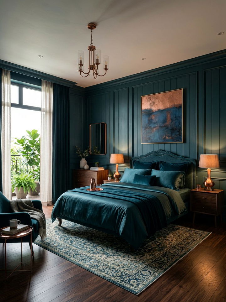 Dark Teal Bedroom - 30 jewel tone bedroom ideas