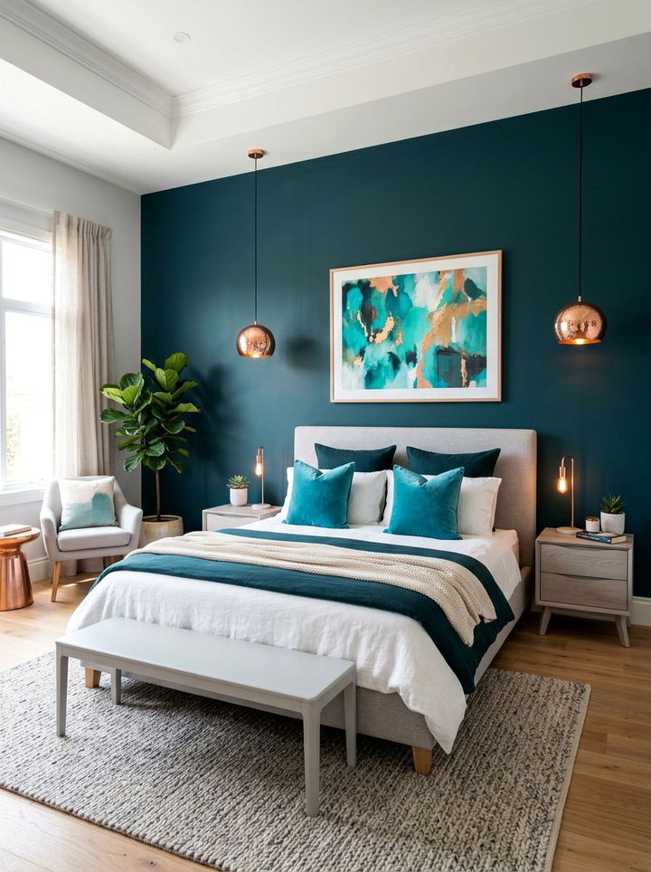 Dark Teal Bedroom Decor - 30 jewel toned bedroom ideas