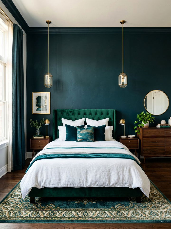 Dark Teal Bedroom Wall - 30 colorful bedroom accent wall ideas