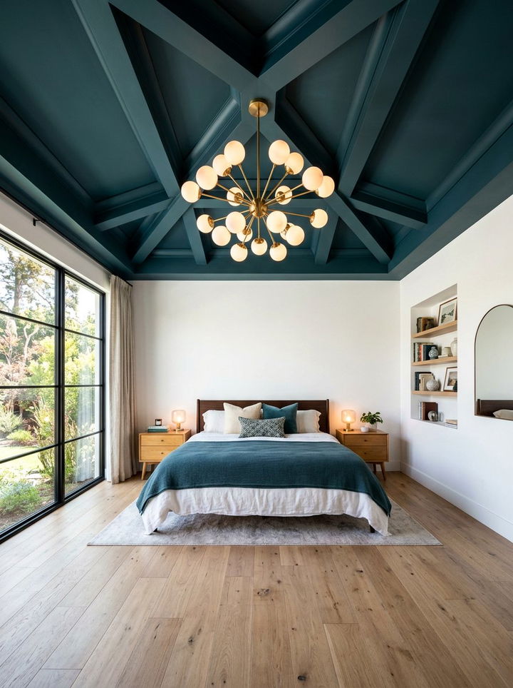 Dark Teal Ceiling Bedroom - 30 teal bedroom decor ideas