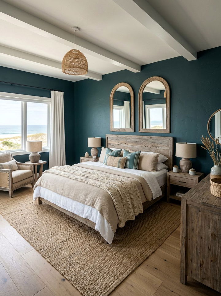 Dark Teal Coastal Bedroom - 30 coastal green bedroom ideas