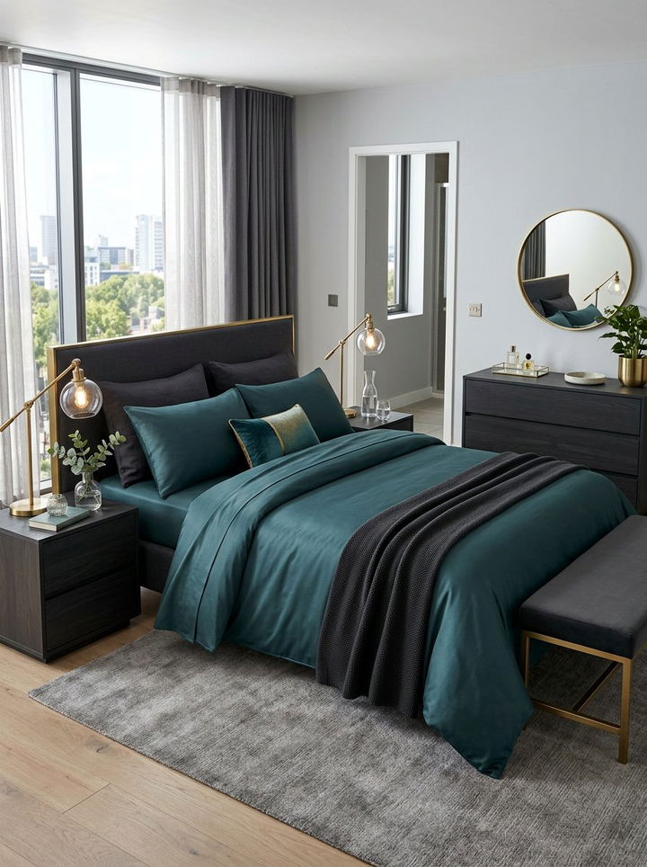 Dark Teal Sateen Sheets - 30 bedroom bedding ideas