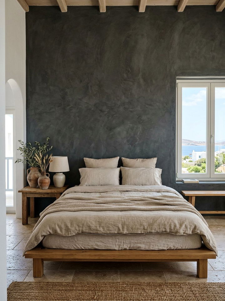 Dark Textured Plaster Wall - 30 dark bedroom accent wall ideas