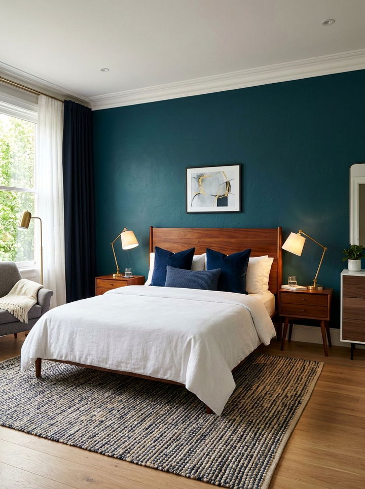 Dark Turquoise Wall - 30 turquoise bedroom ideas