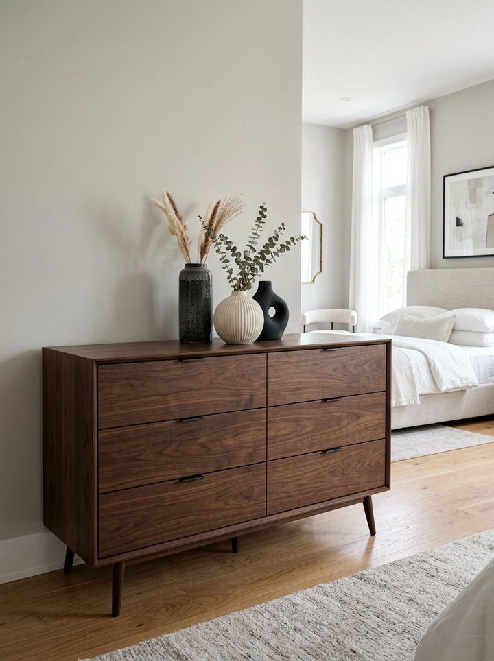 Dark Walnut Double Dresser - 30 bedroom dressers