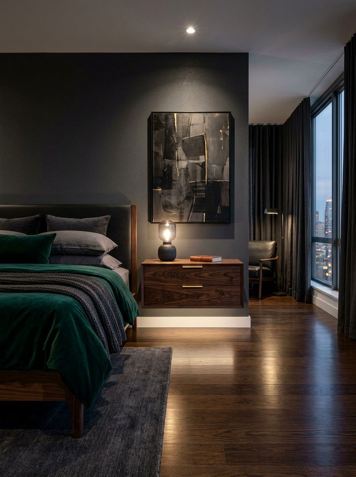 Dark Walnut Floating Drawer - 30 bedroom wall mounted nightstands