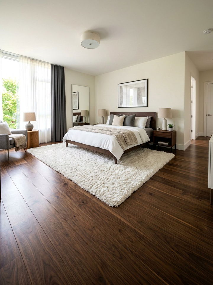 Dark Walnut Floor - 30 walnut tone bedroom ideas