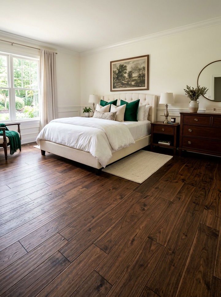 Dark Walnut Plank Flooring - 30 bedroom floor design ideas